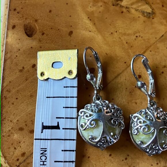 Natural Connemara Marble Sterling Silver Tree of Life Earrings - Picture 3 of 8